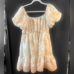 Blu Pepper Floral womens  Dress in Cream and Orange